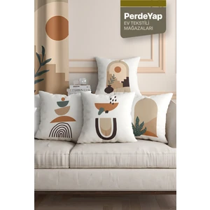 Etnik Afrika Sürrealist Desenli 4lü Dijital Baskılı Kırlent Kılıfı 016