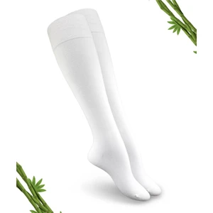 Premium Beyaz Renk Kadın Dikişsiz Bambu Dizaltı Çorap - 390-BYZ - (1 Çift)