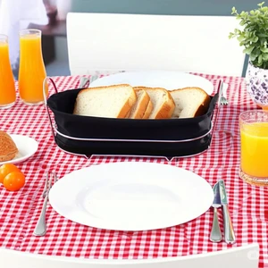 Metal Ekmek Sunum Sepeti - Uzun Ömürlü Kumaş Iç Astarlı Ekmek ve Kahvaltı Servis Sepeti