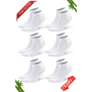 Beyaz Renk Yazlık Erkek Bambu Patik Çorap 6lı Set