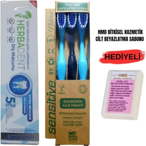 Bitki Özlü Diş Macunu-3'lü Diş Fırça-Hmd Cilt Beyazlatma Sabunu Hediyeli