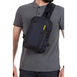 Erkek Kumaş Çapraz Göğüs ve Omuz Çantası NEW158 - Siyah - Sarı