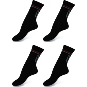 Siyah Renk Desenli Havlu Taban Sporcu  Çorabı