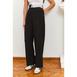 Kadın Bol Paça Asimetrik Bel Düğmeli Palazzo Pantolon