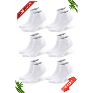 Beyaz Erkek Bambu Patik Çorap 6'lı Set 38- 40
