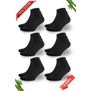 Siyah Erkek Bambu Patik Çorap 6'lı Set 38- 40