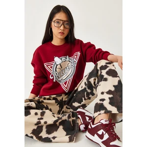 Kadın Üç Iplik Şardonlu Baskılı Sweatshirt