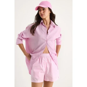 Kadın Düşük Omuz Oversize Basic Bürümcük Gömlek