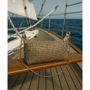 Kadın Işıltılı File Örme Zincirli El ve Omuz Çantası