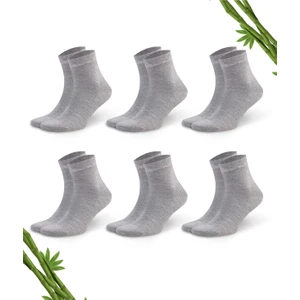 Premium Yazlık Grimelanj Renk Dikişsiz Erkek Bambu Yarım Konç Çorap 6'lı Set