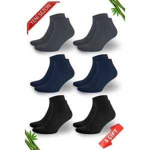 Dikişsiz Erkek Patik Bambu Çorap 6'lı Set - 10500-FLS