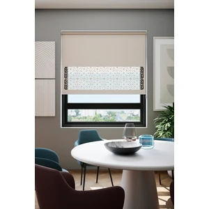 Lazer Kesim Mat Stor Perde, Lazer Kesimli Klasik Serisi, C-161003 Açık Kahverengi