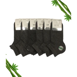 Antrasit Dikişsiz Premium Erkek  Bambu Patik Çorap 6'lı Set