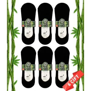 Premium Erkek Siyah Babet Bambu  Çorap 6'lı Set