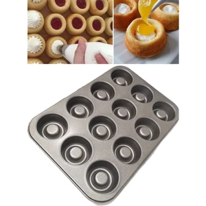 12 Bölmeli Yapışmaz Teflon Kaplama Çelik Muffin Kek Kalıbı