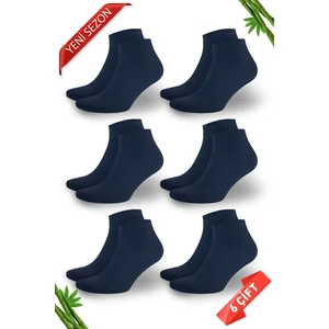 Bambu Erkek Premium Patik Lacivert Çorap 6'lı Set
