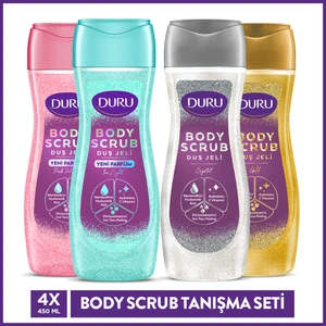 Body Scrub Duş Jeli Tanışma Seti 4X450 ml (Gold&crystal-Pınk&ıce)