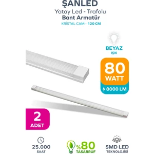 80 Watt 120 cm Kristal Yatay LED Bant Armatür-Trafolu Beyaz Işık -1-2-4-8-10-20-40-50-80-100 Adettir