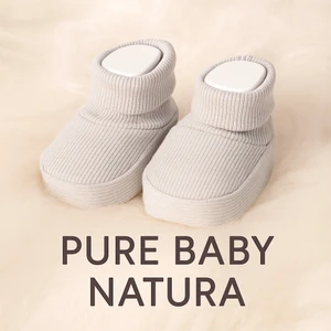 Pure Baby Natura 0-6 Ay Fitilli Esnek Bebek Patik, Ev Botu Terliği, Kreş Ayakkabısı, Panduf Ekru