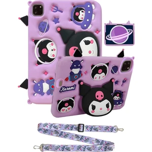 Xiaomi Redmi Pad Se 11 Inç Uyumlu Lila Çocuk Kılıfı Askılı Standlı Eğlenceli Koruma