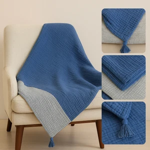 Rozet Tekstil Koltuk Şalı – Tv Battaniyesi  Pamuk Doğal 4 Katlı Müslin Kumaş