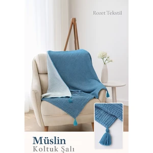 Rozet Tekstil Koltuk Şalı – Tv Battaniyesi  Pamuk Doğal 4 Katlı Müslin Kumaş