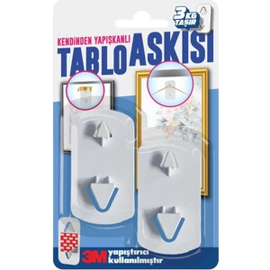 Kendinden Yapışkanlı Tablo Çerçeve Saat Askısı 2 Adet 3 kg Taşır