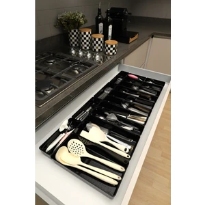 Parlak Siyah (Piano Black) 16'lı Set Modüler Çekmece Içi Kaşıklık Organizer Düzenleyici