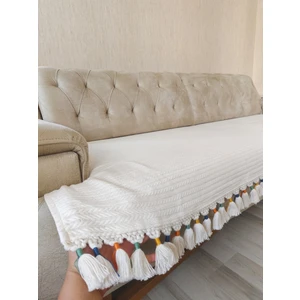 Fransız Püsküllü Koltuk Örtüsü Renkli 90X210 Ebatinda Oturma Yerine Ortudur 1 Adet