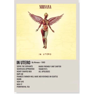 Renkli Nirvana In Utero Müzik Bilgi Kartı Duvar Posteri