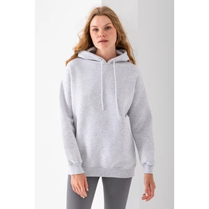 Kadın Kapüşonlu Basic 3ip Sweatshirt Gri - 2604