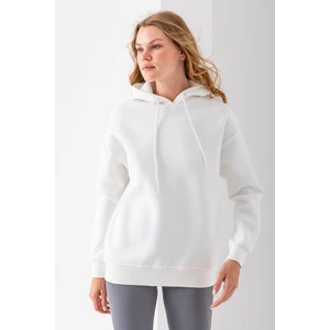 Kadın Kapüşonlu Basic 3ip Sweatshirt Beyaz - 2604