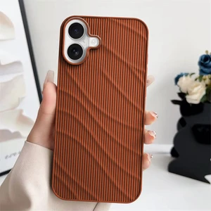 Apple iPhone 16 Plus Uyumlu Kılıf Zebana Fine-Line Silikon Kılıf Kahverengi