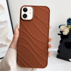Apple iPhone 12 Uyumlu Kılıf Zebana Fine-Line Silikon Kılıf Kahverengi
