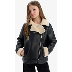 Kız Çocuk Su İtici Ceket Yaka Pelüş Astar Suni Deri Ceket Mont C4978A825AU