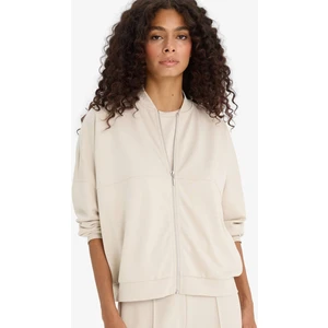 Kolej Yaka Fermuarlı Yumuşak Dokulu Modal Bomber Hırka F1025AX25AU