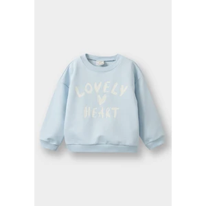 Kız Bebek Bisiklet Yaka Baskılı Sweatshirt E8919A525AU