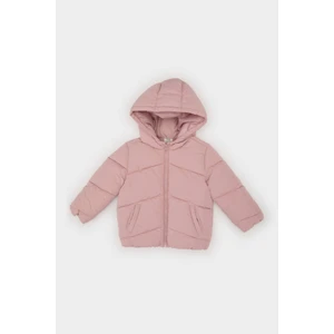 Kız Bebek Rüzgar Geçirmez Su Geçirmez Kapüşonlu Fermuarlı Şişme Mont