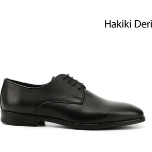 Erkek Siyah Bağcıklı Hakiki Deri Klasik Ayakkabı
