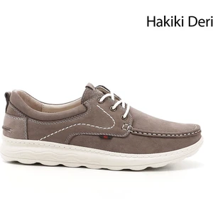 Erkek Vizon Nubuk Bağcıklı Hakiki Deri Comfort Ayakkabı