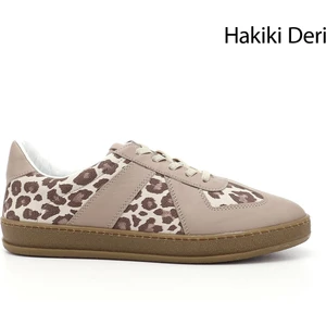 Kadın Vizon Lastik Bağcıklı Hakiki Deri Sneaker