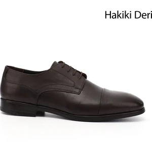 Erkek Kahverengi Bağcıklı Hakiki Deri Klasik Ayakkabı