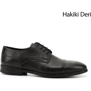 Erkek Siyah Bağcıklı Hakiki Deri Klasik Ayakkabı