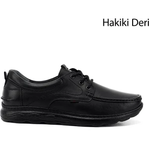 Erkek Siyah Bağcıklı Hakiki Deri Comfort Ayakkabı