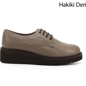 Kadın Vizon Antik Bağcıklı Dolgu Taban Hakiki Deri Ayakkabı