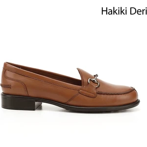 Kadın Taba Tokalı Hakiki Deri Loafer Ayakkabı
