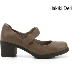 Kadın Vizon Kalın Topuklu Mary Jane Hakiki Deri Ayakkabı