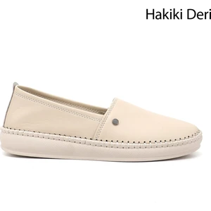 Kadın Bej Dolgu Taban Hakiki Deri Comfort Ayakkabı