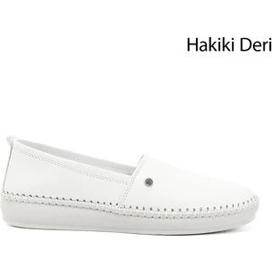 Kadın Beyaz Dolgu Taban Hakiki Deri Comfort Ayakkabı
