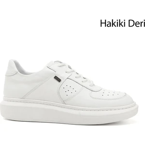 Kadın Beyaz Dolgu Taban Hakiki Deri Sneaker
